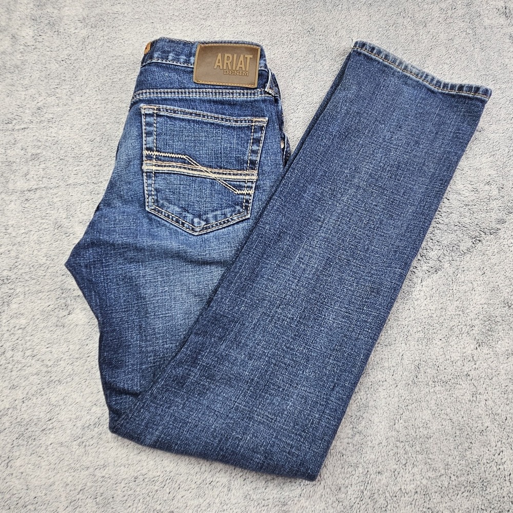Ariat M8 Jeans Mens 28x32 Modern Slim Leg Medium Blue Wash Denim Western Pants